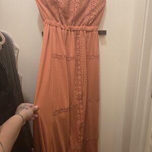 Shinestar Orange Boho Maxi Dress